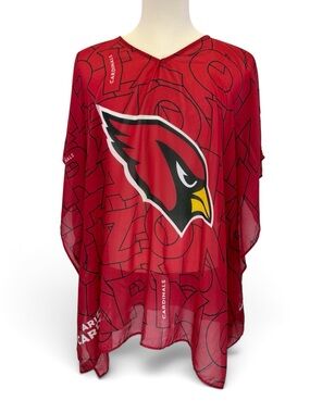 NFL Arizona Cardinals Red Sheer Shawl Top Chiffon Cover Poncho One Size